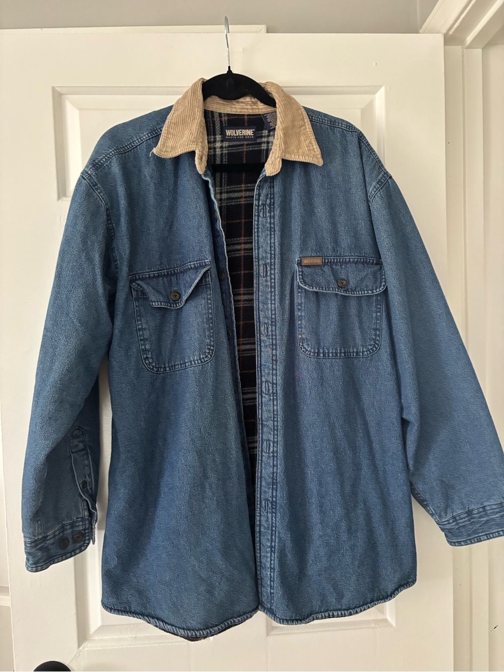 Wolverine Boots & Gear Fleece Lined Denim Shirt Jacket - Size Large - Picture 2 of 8